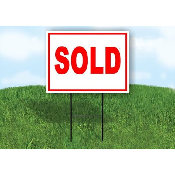 Sold Red Yard Sign Road Sign (Excluding Stand) SIZE: 8" x 12"