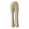 thumbnail image 5 of Rhuody Womens Yoga Pants Lady’S Straight Leg Pants With Pockets Loose Fit Solid Color Trousers Cute Leggings Beige L, 5 of 6
