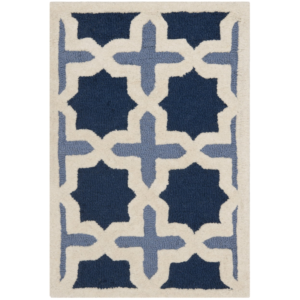 SAFAVIEH Cambridge Lincoln Geometric Wool Area Rug, Blue/Ivory, 4' x 6'