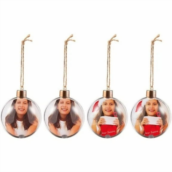 4 Pack Photo Ornaments Ball For Christmas Tree Diy Craft Hanging Tree Décor 2.7"