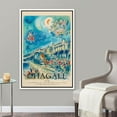 thumbnail image 2 of PixonSign Framed Canvas Print Wall Art Chagall Crescent Moon Pastel Floral Landscape Classic Vintage Illustrations Fine Art Decorative Multicolor for Living Room, Bedroom, Office - 16"x24" WHITE, 2 of 5