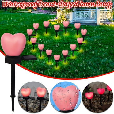 Solar Lights Outdoor 2pcs Solar Heart Light Heart Shaped Light Garden Decor Light Ground Inserting Lamp Outdoor Lights
