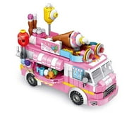 Scarlett Pink Ice Cream Cart Truck Van Toy, Creative Model Building Blocks ,Gift for Christmas Birthday