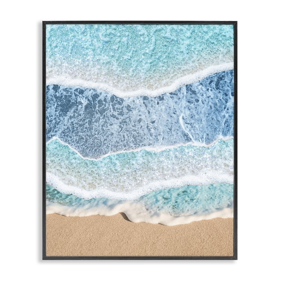 Stupell Industries Contemporary Overlapping Shore Waves Black Framed Giclee Art, 11 x 14, by Jesse Keith