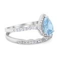 thumbnail image 2 of Two Piece Pear Teardrop Ring Aquamarine CZ 925 Sterling Silver Size 10, 2 of 4