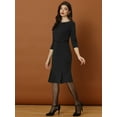 thumbnail image 4 of Vestido Midi Plisado Allegra K para Mujer Cuello Barco Negro XS, 4 of 6
