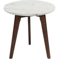 Bianco Collection Cherie 15" Marble End Table in White and Walnut