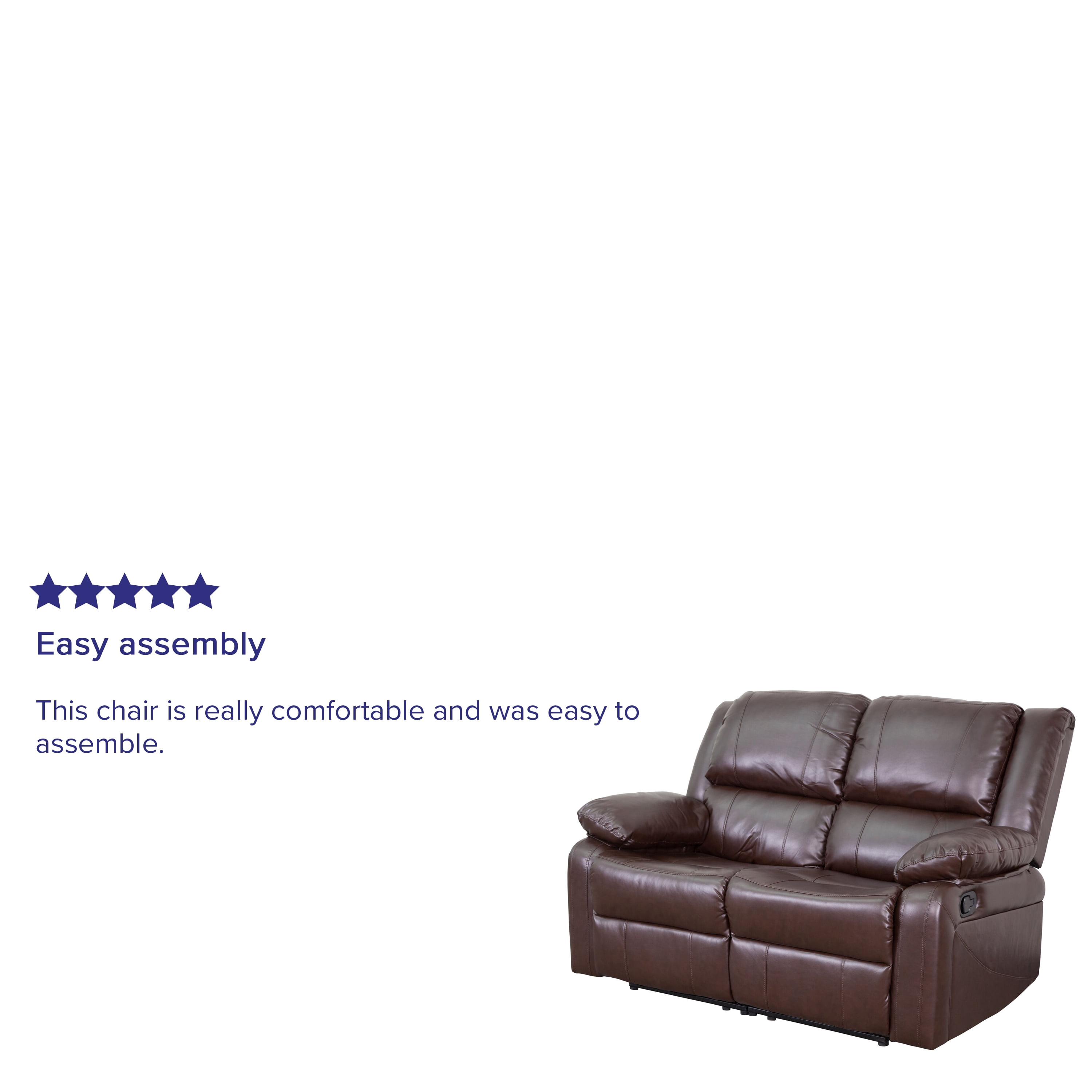Emma + Oliver Brown LeatherSoft Loveseat with Two Built-In Recliners