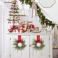 thumbnail image 5 of Christmas Greenery Wreath Set 5PC, 8.66 Inch Artificial Pine Berry Rings with Red Ribbon, Coordinated Holiday Home Decor, 5 of 5