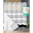 thumbnail image 2 of No Hook Shower Curtain with Snap-in Liner, Black Stripe Waterproof Fabric Bathroom Curtains, Modern Rustic Horizontal Black Striped Bath Curtains & Mesh Top Window Standard 72''x72'', 2 of 6