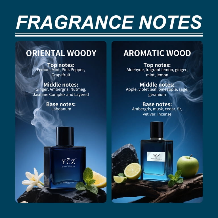 YCZ Men's Perfume Set, 2-Pack Cologne Gift Set for Men with Marine