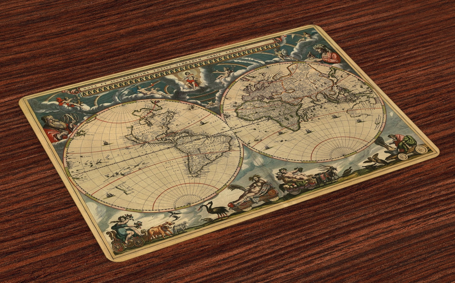 Vintage Placemats Set of 4 Dated Old Map of Ancient World Historic