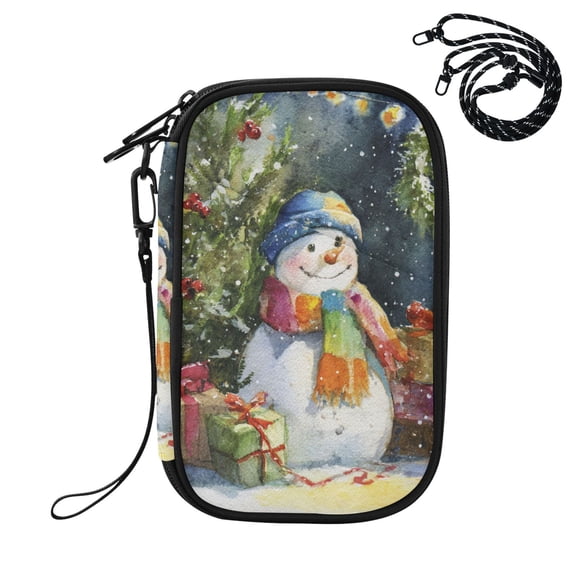 Watercolor Snowman Christmas Day Passport Holder Travel Document Organizer Credit Card Case Coin Purse Wallet RFID Blocking