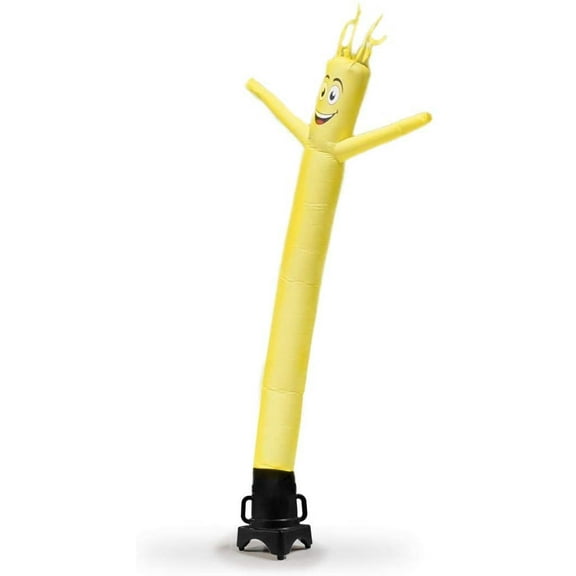 Yellow 8 Foot Tall Inflatable Tube Man Air Powered Waving Puppet, Air Blower Motor Included with 6ft Solid Colored Dancer by Feather Flag Nation