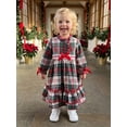 thumbnail image 5 of Cjfdfy Toddler Little Girls Christmas Nightgowns Outfit Holiday Plaid Dress With Red Ribbon Bow Ruffle Long Sleeve Pajamas Cute Kids Christmas Fall Winter Outfit, 5 of 9