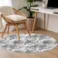 thumbnail image 4 of Round Area Rug 3 Ft, Spring Botanical Washable Non-Slip Circle Carpet for Living Room/Bedroom, Country Floral Leaves Gray Brown Low-Profile Small Floor Mats Collection Rugs for Indoor, 4 of 8