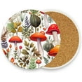 thumbnail image 5 of Coolnut Mushrooms White Coaster, Drinks Round Absorbent Stone Set with Ceramic Stone and Cork Base, Tabletop Protection Mats and Cups Place for 2PCS Home Decor, 5 of 5