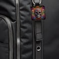 thumbnail image 6 of Psychedelic Sugar Skull Day of the Dead Faux Leather Square Keychain, 6 of 7