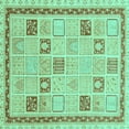 thumbnail image 1 of Ahgly Company Indoor Square Oriental Turquoise Blue Modern Area Rugs, 4' Square, 1 of 4
