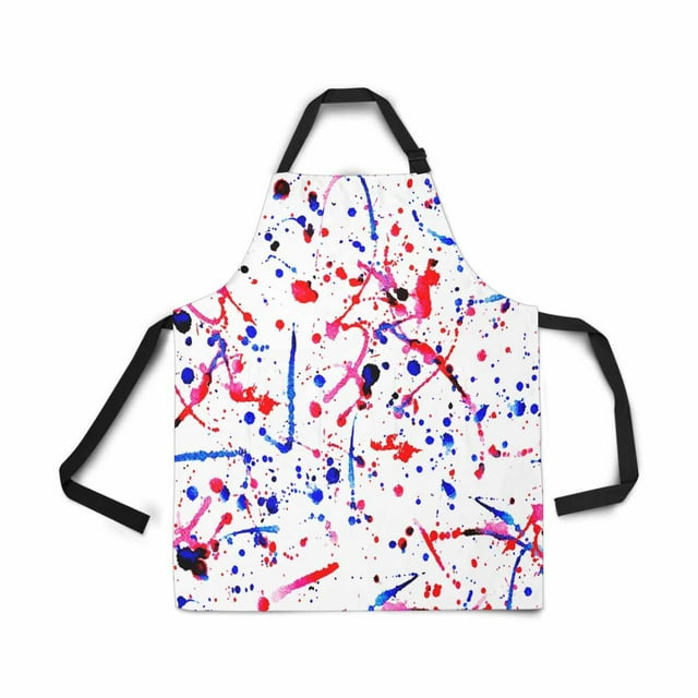 HATIART Tablier Ajustable pour Femmes Hommes Filles Chef avec Poches Taches d'Encre Abstraites Motif Sans Couture Nouveauté Tablier de Cuisine pour Cuisiner Pâtisserie Jardinage Toilettage pour Animaux Nettoyage