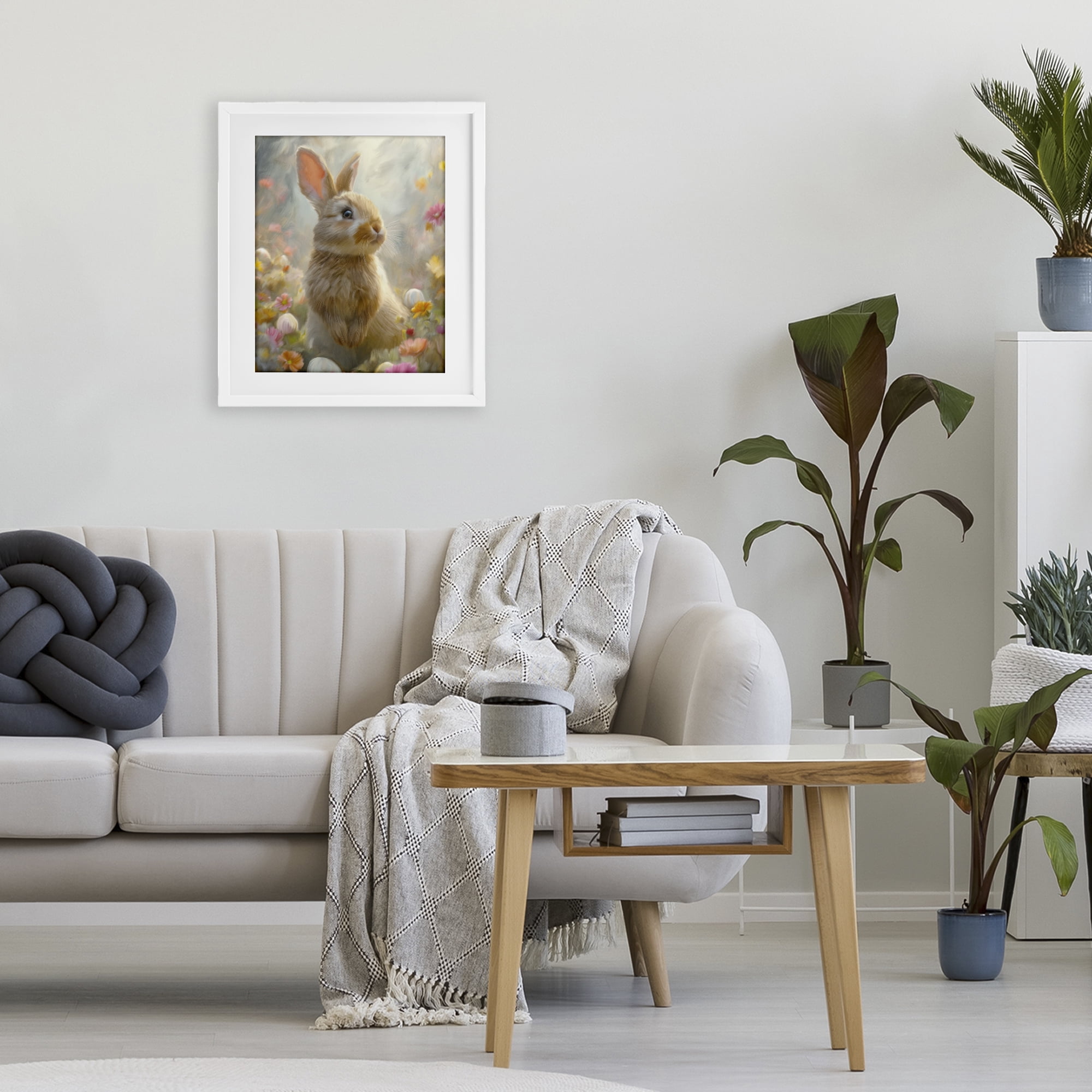 Stupell Industries Bunny Dreams Meadow White Framed Print Under Glass, design by Kim Allen