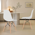 thumbnail image 4 of Magshion Modern Dining Chairs Set of 2, Shell Lounge Chairs with Wood Legs, for Kitchen Dining Living Room, White, 4 of 9