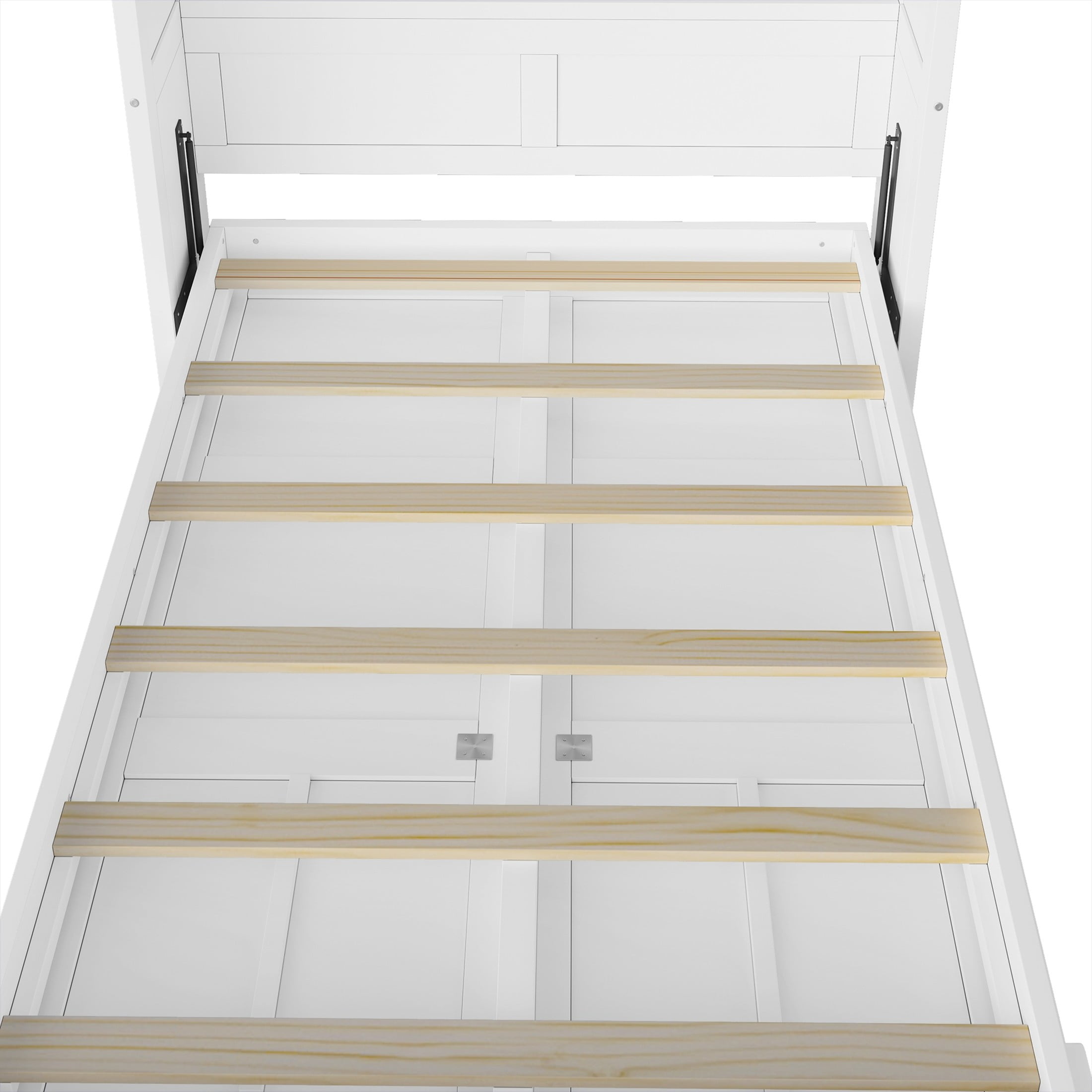 Noble House Bravella Twin Size Murphy Bed, Foldable Hidden Wall Bed Cabinet with Slat Support, Space Saving, White