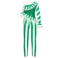 thumbnail image 3 of YONGHS Kids Girls Christmas Candy Cane Striped Unitard Bodysuit Xmas Dance Jumpsuit 4-16 Green 10, 3 of 5