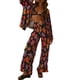 thumbnail image 2 of VISgogo, conjunto de ropa informal de 2 uds para mujer, estampado de flores/patrón abstracto, botones de solapa, camisas de manga larga, Tops con pantalones largos sueltos VISgogo  moda, 2 of 9