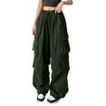 thumbnail image 2 of Clearance Sale! Women Cargo Pants Baggy Y2K Clothing Multi Pockets High Waist Loose Straight Leg Pants Vintage Grunge Aesthetic Clothes Baggy Fit Cargo Pants with Pockets Green 3Xl, 2 of 9