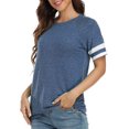 thumbnail image 3 of HTOOQ T-shirts à Manches Courtes Col Rond pour Femmes T-shirts à Manches Courtes T-shirts à Rayures Tuniques, 3 of 5