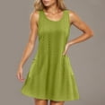 thumbnail image 7 of Hvot&aat Women's Eyelet Dress Solid Color Crew Neck Sleeveless Dress Casual Beach Mini Dress with Pockets, 7 of 7
