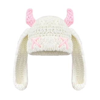Fuzzy Bunny Hat for Women Cute Plush Beanie with Bunny Ears  display picture 1