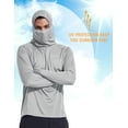 thumbnail image 4 of BALEAF Men's Sun Protection Hoodie Shirt UPF 50+ Long Sleeve UV SPF T-Shirts with Mask Rash Guard Fishing Lightweight Gray Size S, 4 of 6