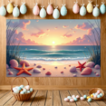 thumbnail image 4 of LUUFILx Beach Sunset Backdrop with Seashells and Starfish Coastal Decoration Banner for Photography Wedding Party Background Birthday Decor Ocean Scene, 4 of 7