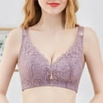 thumbnail image 2 of ATOYSOY Women's Everyday Bra Wireless Floral Lace Breathable Push Up Underwear Support Full Coverage Bra Smoothing Comfort Bra Pink L, 2 of 4