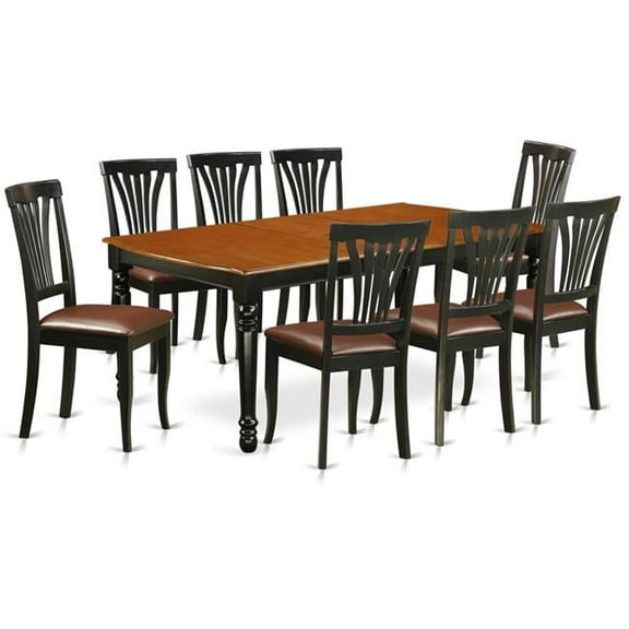 East West Furniture DOAV9-BCH-LC 9 Piece Kitchen Tables & Chair set, Black & Cherry
