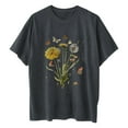 thumbnail image 6 of gbyLJF Women Short Sleeve Tops 2024 Summer Plus Size Printed Drop Shoulder Tee Loose Cotton Crew Neck T Shirts Dark Gray M, 6 of 7