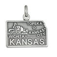 thumbnail image 1 of Sterling Silver 20" .8mm Box Chain KANSAS State Pendant Necklace, 1 of 2