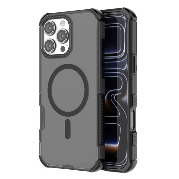 Translucent Magnetic Case for iPhone 16 Pro, Compatible with MagSafe, Slim Shockproof Protective Cover, Anti-Slip Grip, Anti-Scratch Lightweight Matte Phone Case for Women Men, Black