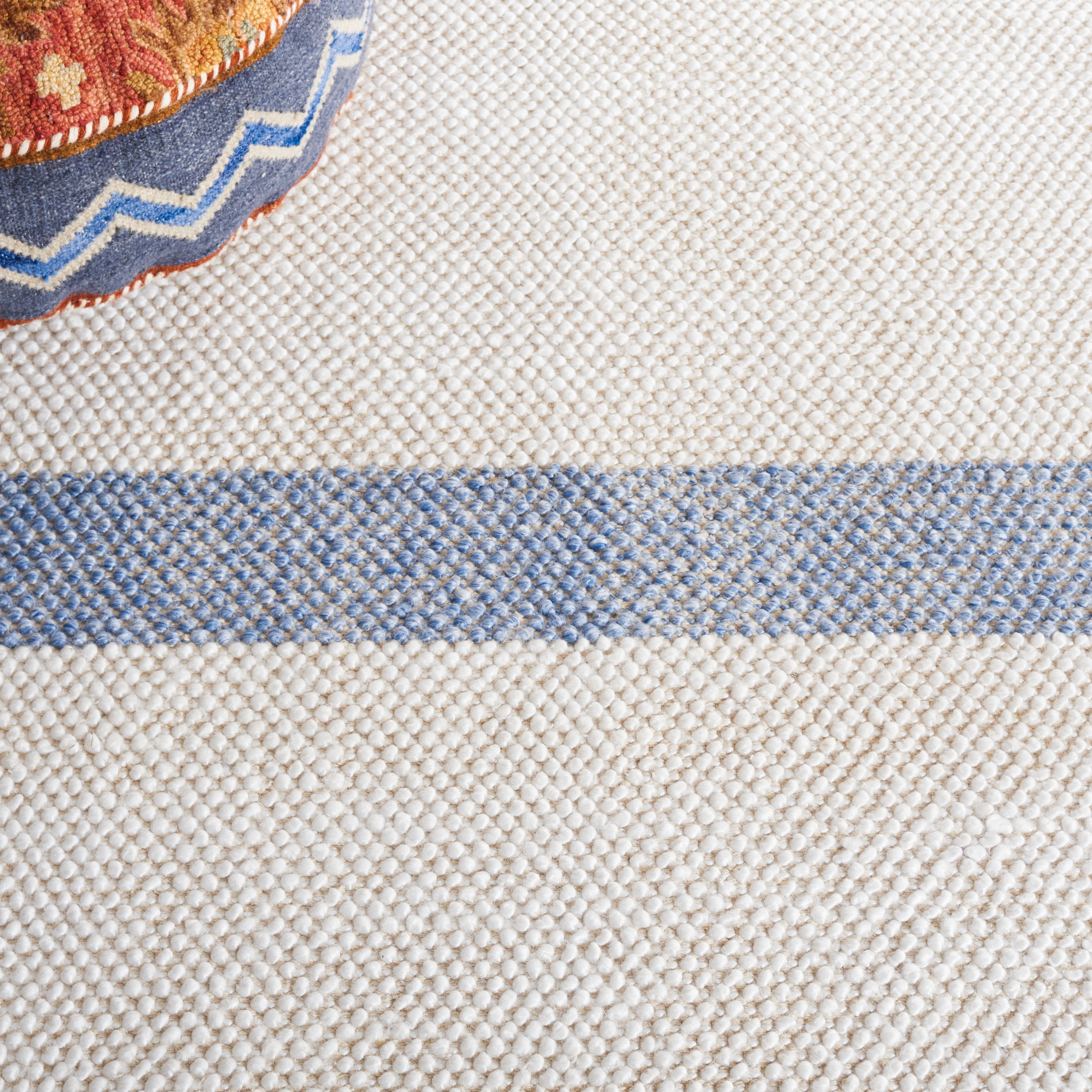 SAFAVIEH Natura Marina Striped Wool Area Rug, Ivory/Blue, 8' x 10'