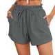 thumbnail image 1 of Pantalones Cortos De Mujer Pantalones Cortos Con Volantes De Cintura Elástica Dobladillo Enrollado Con Cordón Pantalones Casuales Pantalones De Verano De Color Puro Gris S, 1 of 5