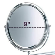 Jerdon 9 Inch Diameter Two-Sided Wall-Mounted Makeup Mirror 3X-1X Magnification, Chrome Finish - Model JP3030CF