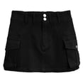 thumbnail image 4 of gvdentm Skirts for Women Women's Low Waist Button Bodycon Mini Cargo Denim Skirt with Pocket Black,M, 4 of 6