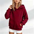 thumbnail image 2 of NEBWOAK Toddler Girls Oversized Cotton Hoodie Long Sleeve Pullover Solid Sweatshirt Red, Size 4-5T, 2 of 6