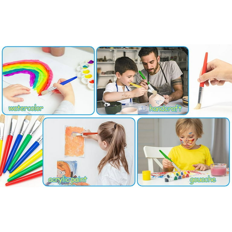 Paint Brushes for Kids, 8 Pcs Toddler Chubby Paint Brushes Bulk Set for  Craft, Preschool Washable Kids Paint Brushes for Acrylic Paint Watercolor