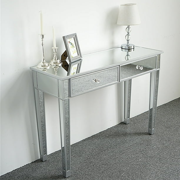 Zimtown 2 Drawer Mirrored Vanity Desk Console Table Dressing