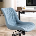 thumbnail image 2 of YOUNIKE Upholstered Desk Chair, Armless Computer Chair with Wheels，Modern Faux Leather Office Chair，Adjustable Swivel Rolling Chair，Adjustable Height，Suitable for Office, Home, Blue, 2 of 15