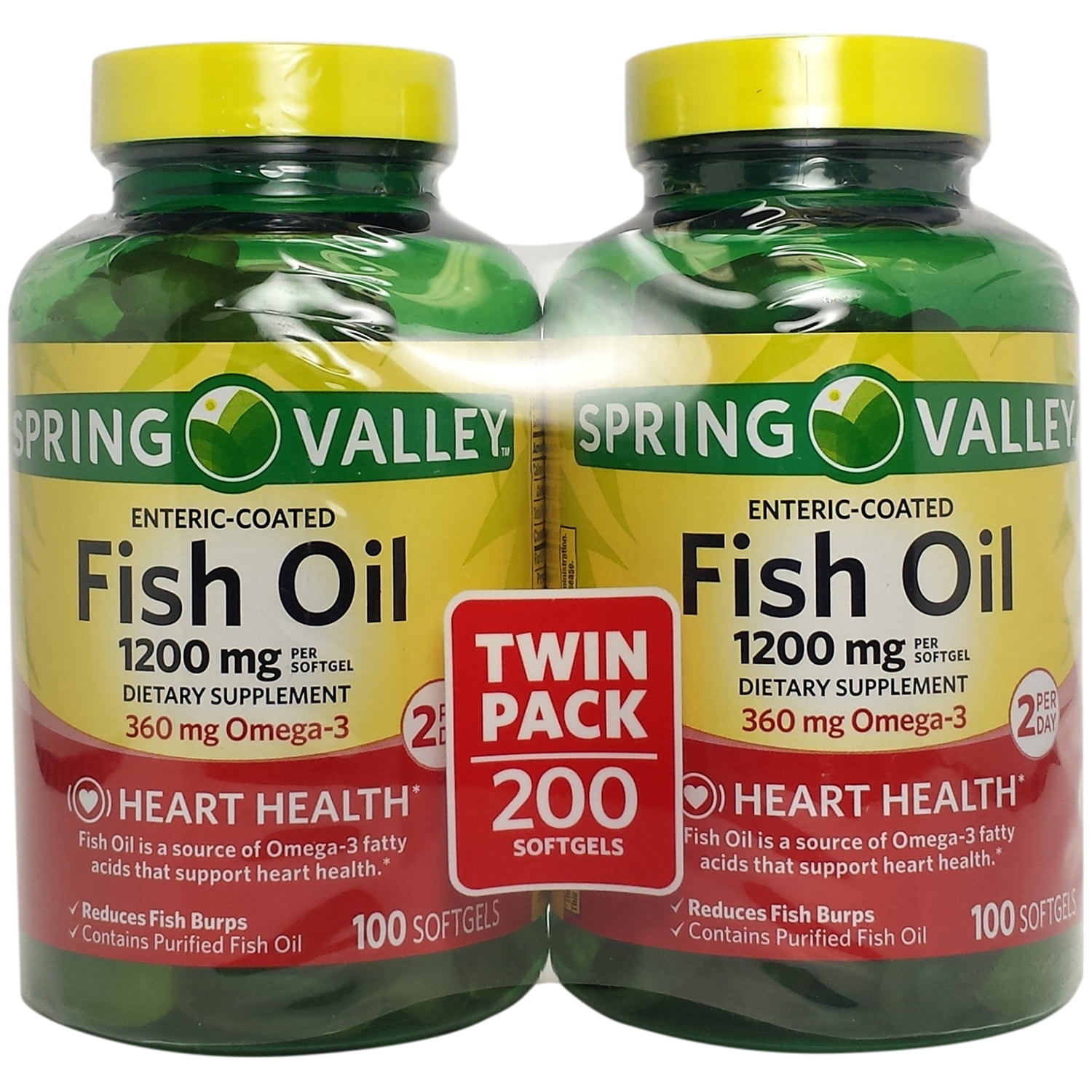 Spring Valley Fish Oil Enteric Softgels, 1200 mg, 100 Ct ...