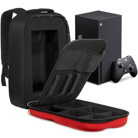 Deco Gear Xbox Series X Travel and Safe Storage Hardshell Backpack for Console, Accessories, Games and More, Impact Foam Specifically Designed to Cradle and Protect